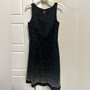 Super cute Ann Taylor petite dress. Size 6p. Black with white embroidery.